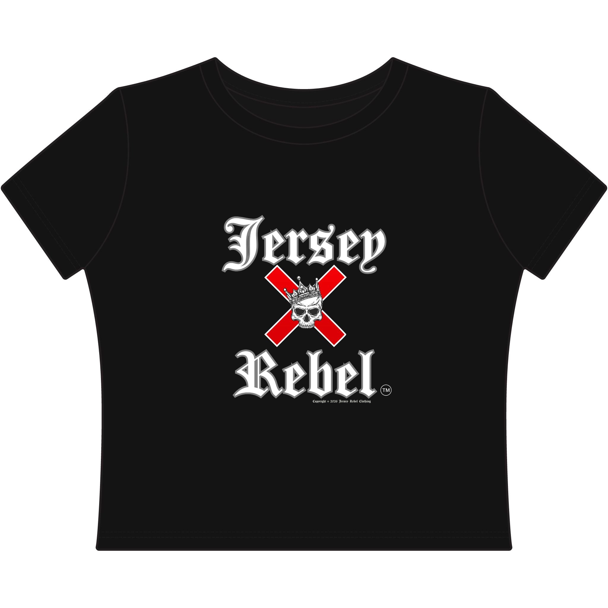 Jersey Rebel- Skull Design Women's Baby Tee