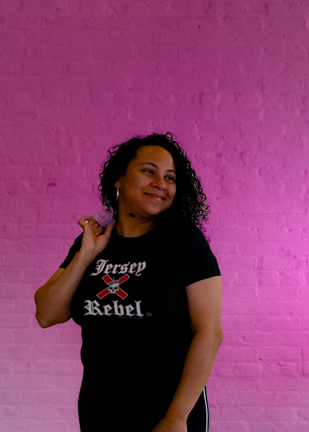 Jersey Rebel- Skull Design Women's Baby Tee